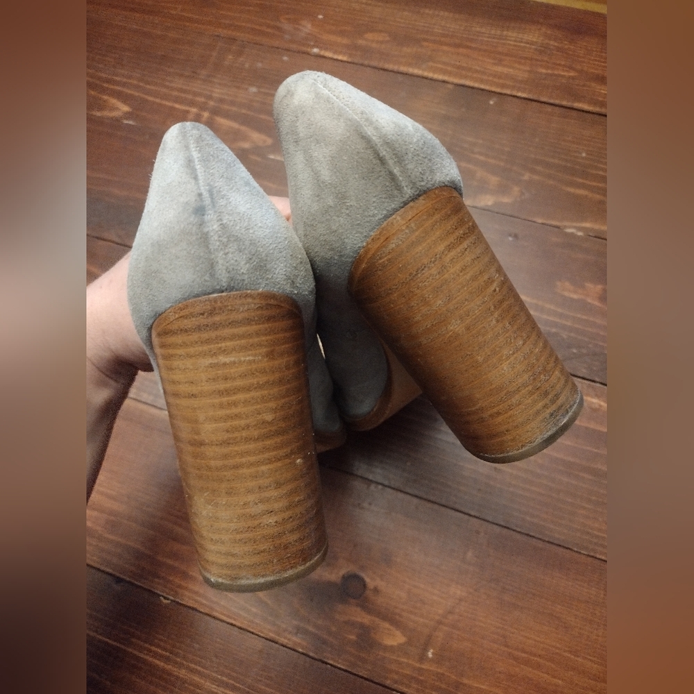 Rag & Bone Myra Suede Peep Toe Block Heels - Picture 9 of 10